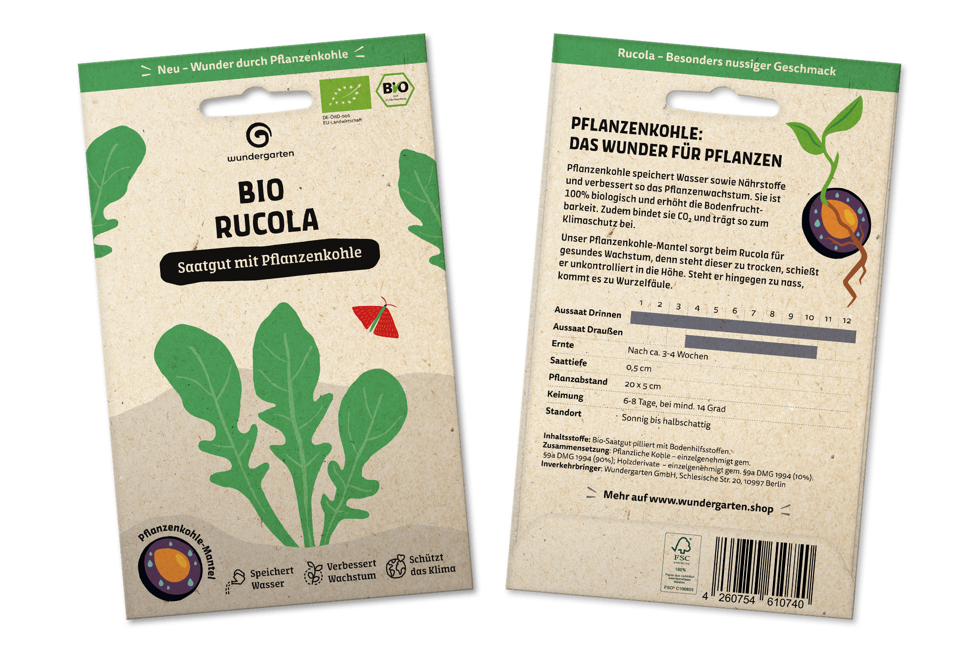 Bio Rucola | Saatgut mit Pflanzenkohle-Mantel