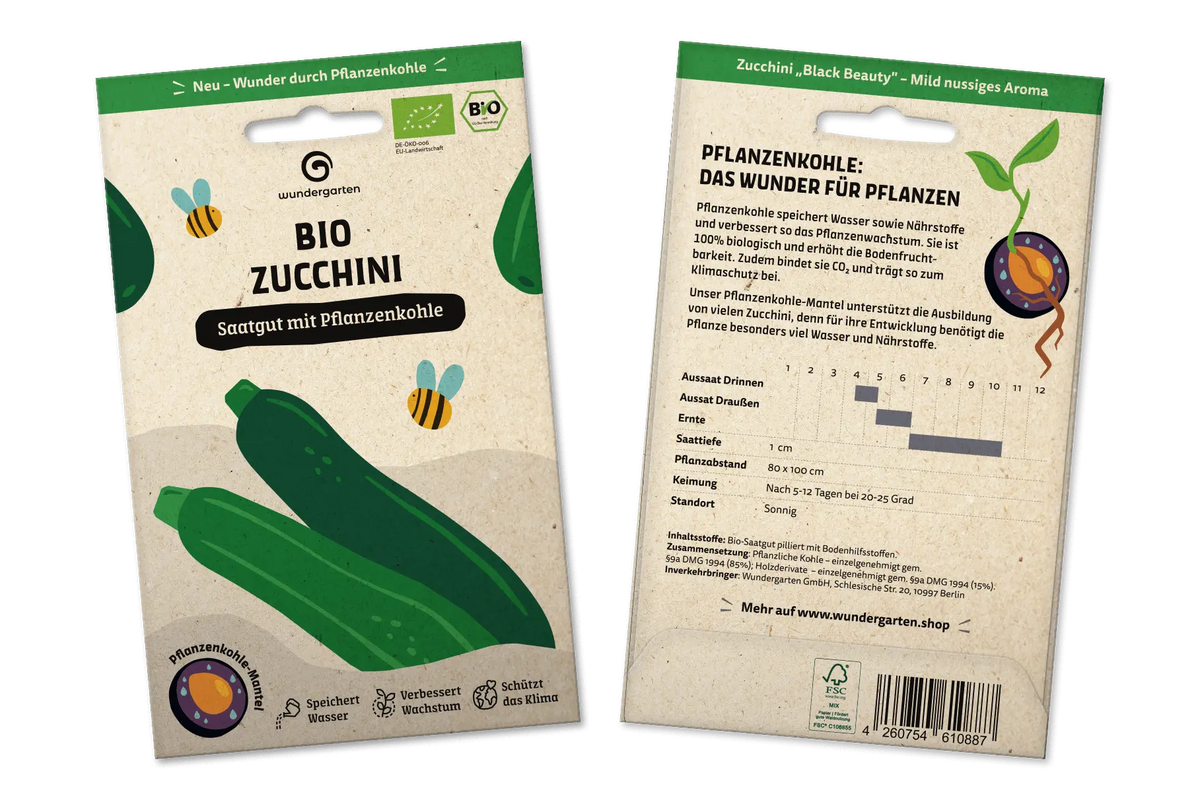 Bio Zucchini | Saatgut mit Pflanzenkohle-Mantel