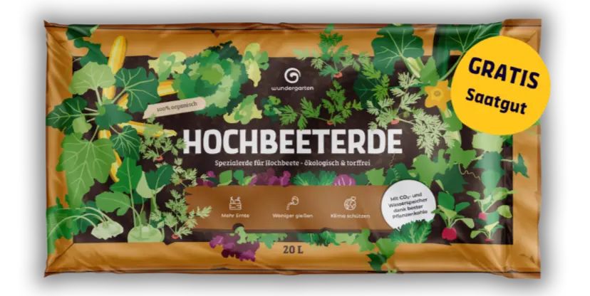 Hochbeeterde mit Pflanzenkohle 40 L - Saatgut geschenkt - Wundergarten Shop -  Hochbeeterde mit Pflanzenkohle 40 L - Saatgut geschenkt kaufen