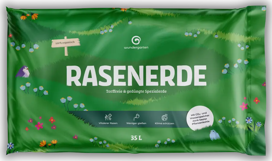 Rasenerde mit Pflanzenkohle 35 L - Wundergarten Shop -  Rasenerde mit Pflanzenkohle 35 L kaufen