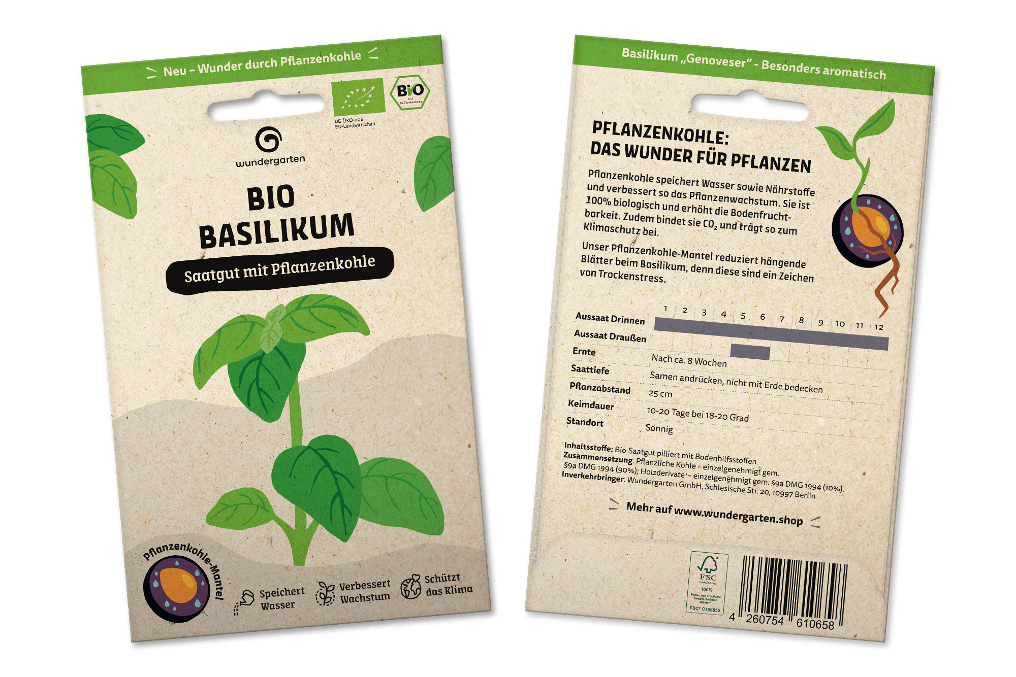 Bio Basilikum | Saatgut mit Pflanzenkohle-Mantel