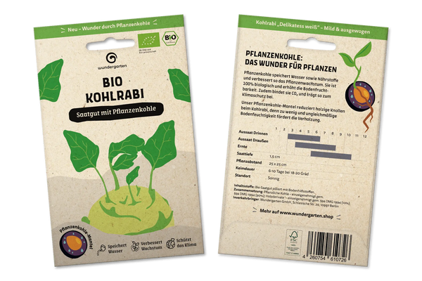 kohlrabi saatgut Bio Kohlrabi | Saatgut mit Pflanzenkohle-Mantel