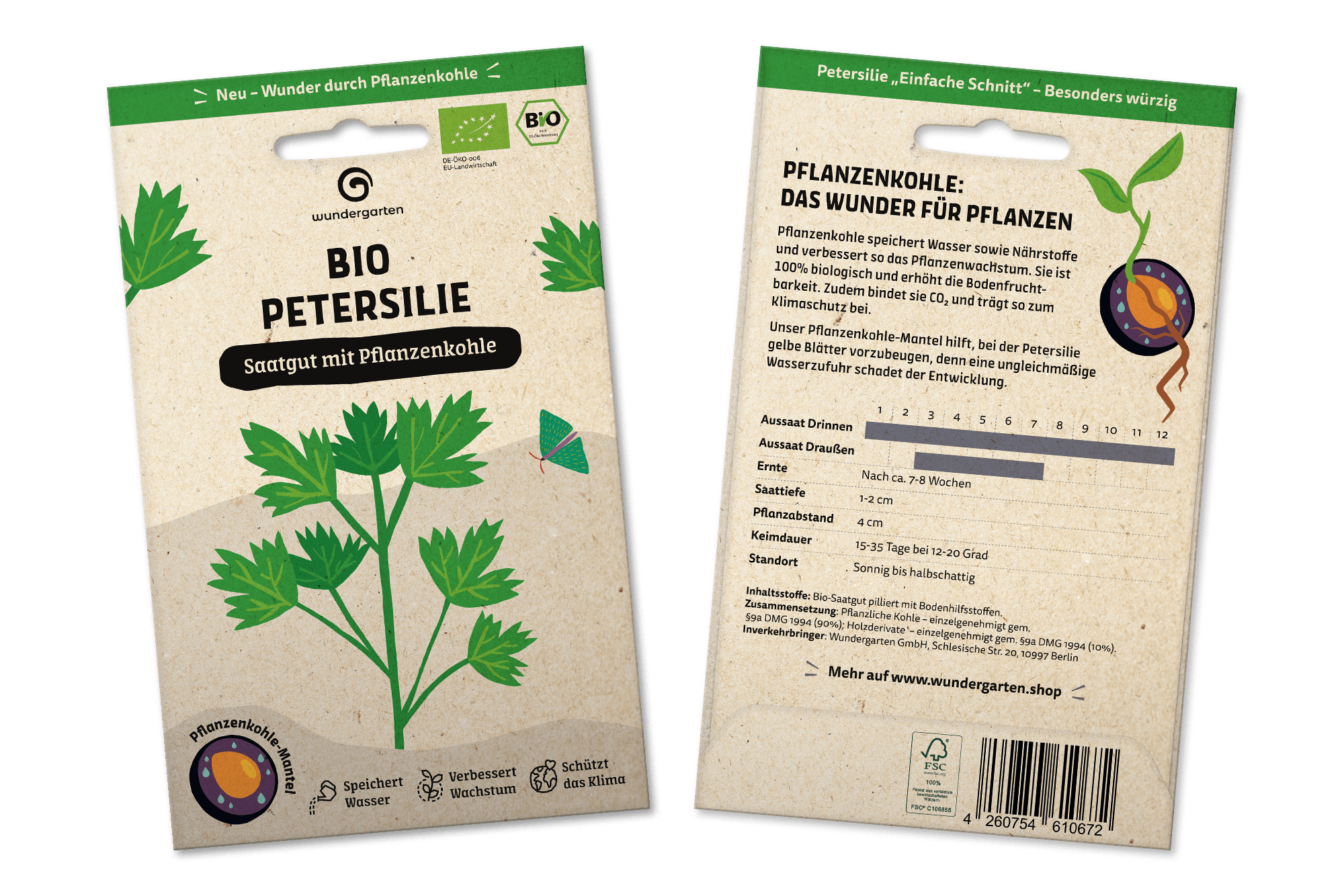 Bio Petersilie | Saatgut mit Pflanzenkohle-Mantel