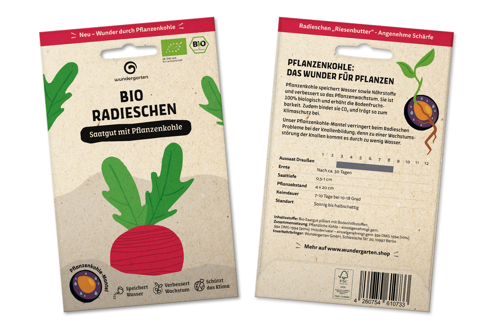 Bio Radieschen | Saatgut mit Pflanzenkohle-Mantel