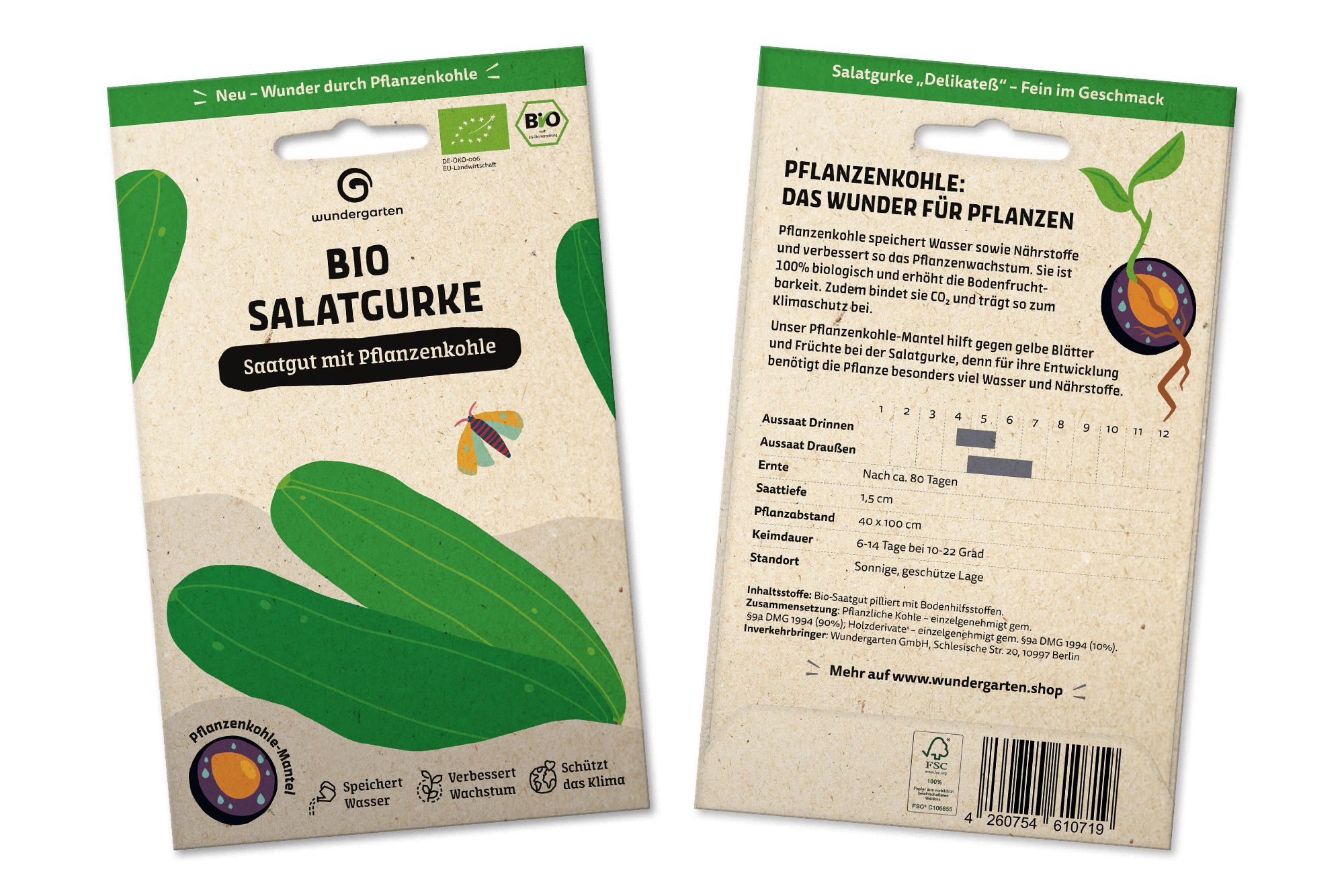 Bio Salatgurke | Saatgut mit Pflanzenkohle-Mantel